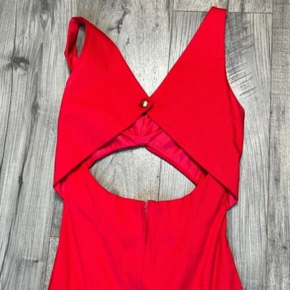 Vintage 310 For Shox Red Cutout Maxi Dress Size Small Back Slit & Cutout - Picture 13 of 16